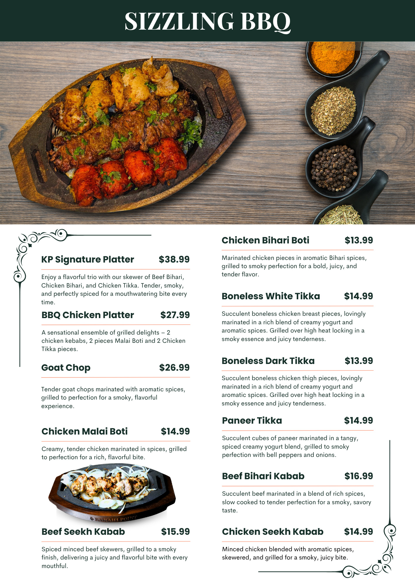 Karahi point houston regular dine in menu 2026 march