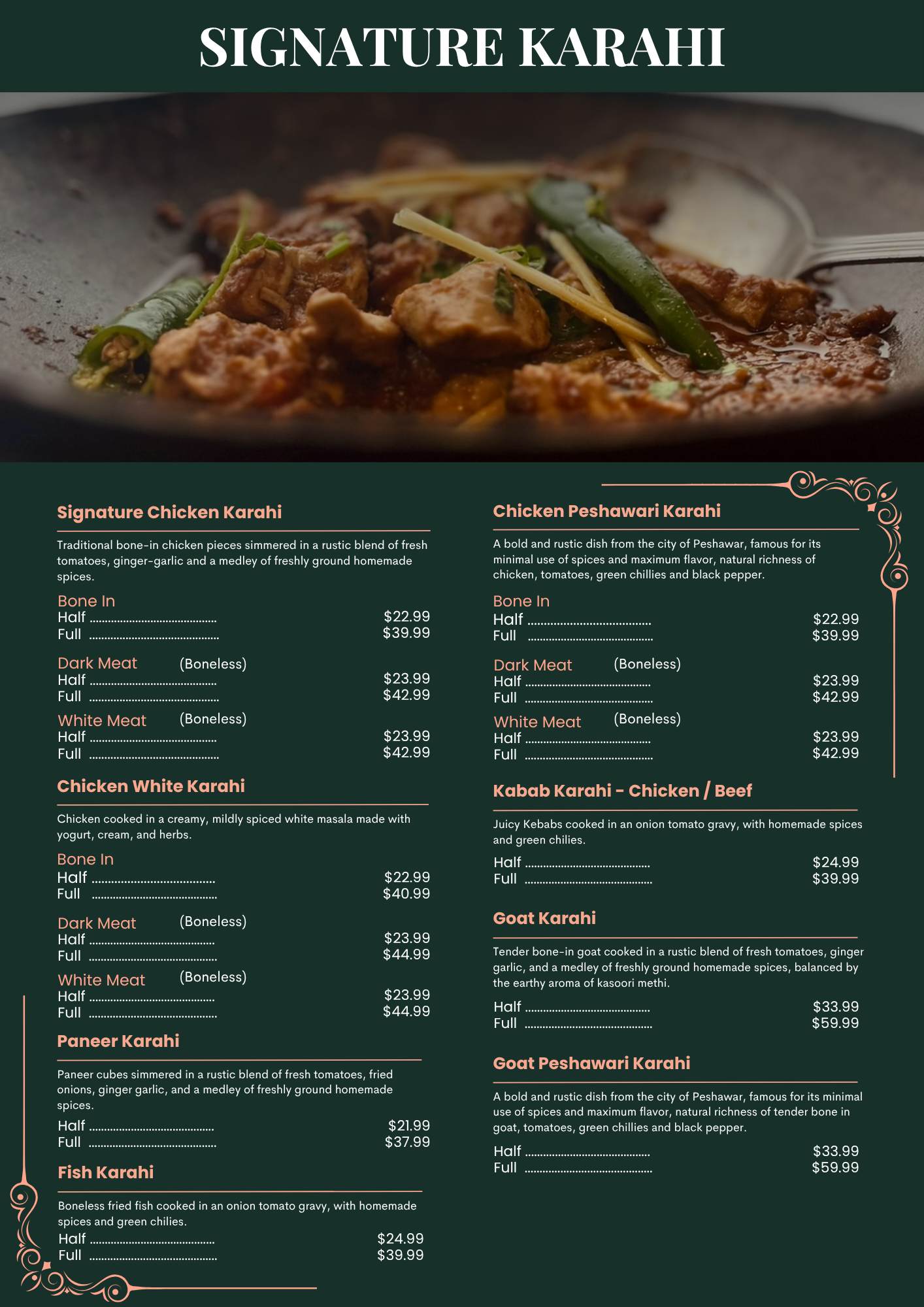 Karahi point houston regular dine in menu 2026 march