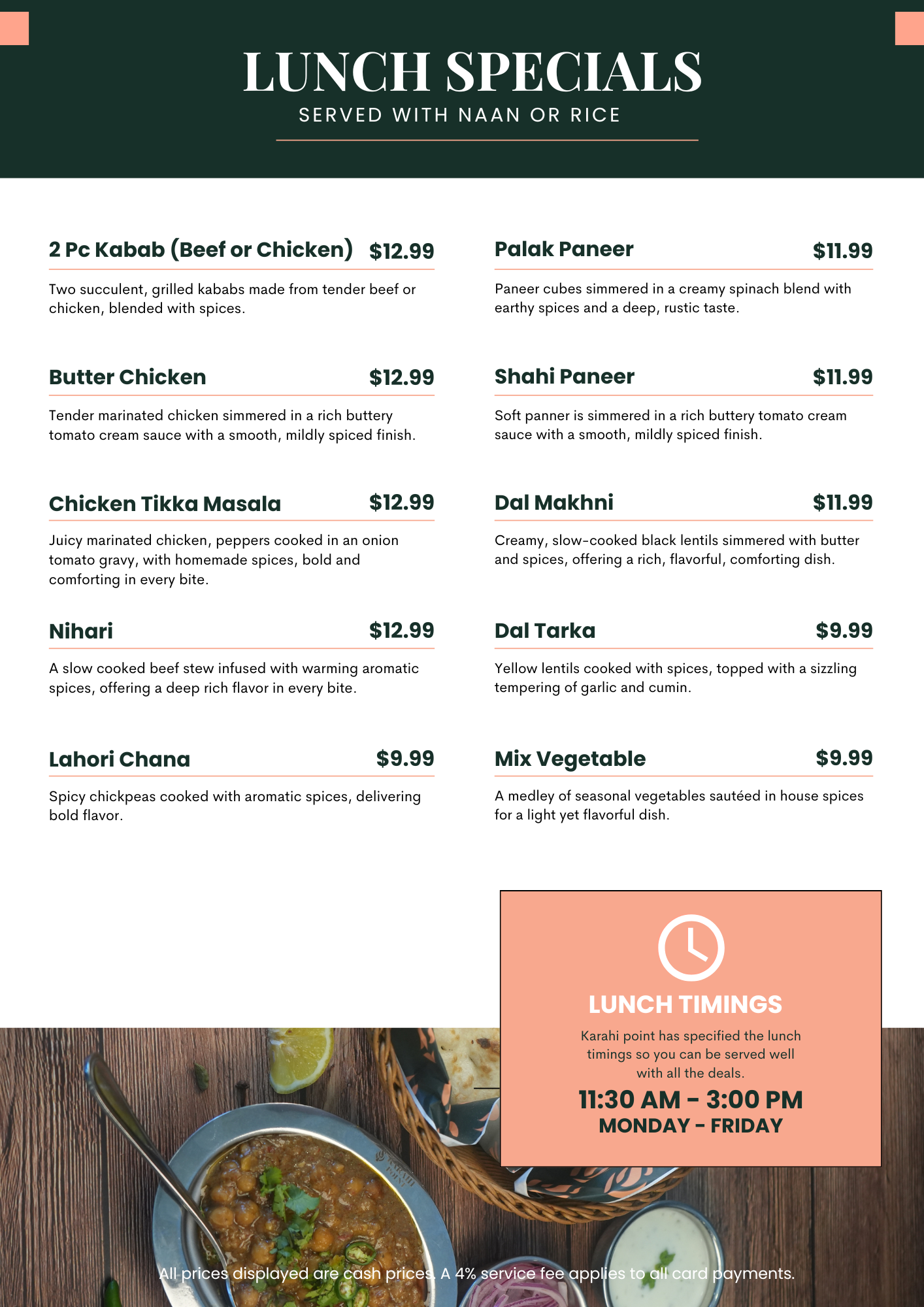 Dallas Lunch Menu